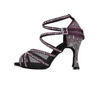 GMVZGQW Scarpe jazz per donna scarpe da ballo in rete scarpe da ballo latino scarpe da ballo da sala da ballo ballo matrimonio scarpe per danza, Viola tacco 8,5 cm, 11