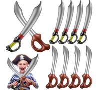 GmwyCzV 10 Pezzi Spade Gonfiabili Spada Pirata Giocattolo, 53 e 73CM Gonfiabile per Bambini Spada Pirata, Spade Lunghe Gonfiabili, Spade di Plastica per Halloween, Costumi di Halloween, Cosplay, Feste