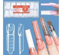 GmwyCzV 150 Pezzi 3D Reverse French Dual Form, 3D Manicure Francese, 15 Misure Forme Riutilizzabili, per Poly Gel, Builder Gel, Nail Extension DIY e Uso Professionale