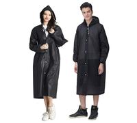GmwyCzV Poncho Impermeabile, Poncho Antipioggia con Cappuccio e Maniche per Donna e Uomo, EVA Leggero Impermeabile Riutilizzabile Impermeabile, per Concerti, Campeggio, Escursionismo, Pesca, Nero