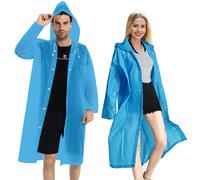 GmwyCzV Poncho Impermeabile, Poncho Antipioggia con Cappuccio e Maniche per Donna e Uomo, EVA Leggero Impermeabile Riutilizzabile Impermeabile, per Concerti, Campeggio, Escursionismo, Pesca, Blu
