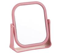 GmwyCzV Specchio Cosmetico, Specchio da Trucco Quadrato con Supporto, Piccolo Specchio da Tavolo con Rotazione a 360°, Specchio da Tavolo per Toletta, Scrivania, Bagno, Camera da Letto (Rosa)