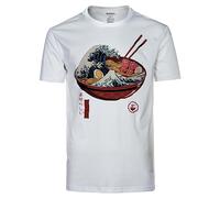 GMYG Ramen Onda di Kanagawa Giapponese Cultura Grafico Maglietta 100% Cotone Premium Manica Corta Uomo/Donna T-Shirt（Bianco-Ramen B,L