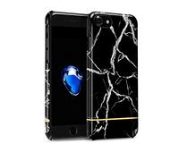 GMYLE Custodia iPhone 7, [Marmo con Oro] Custodia Rigida Lucida per Apple iPhone 7 - [Marmo Nero con Cinta Oro] Custodia Posteriore Rigida Ultra Sottile