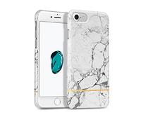 GMYLE Custodia iPhone 7, [Marmo con Oro] Custodia Rigida Lucida per Apple iPhone7 - [Marmo Bianco con Cinta Oro] Custodia Posteriore Rigida Ultra Sottile