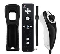 GN-010RN DB Unique design Built-in Motion Plus Wireless Remote and Nunchuck Controller with Silicone Case & Wrist Strap for Nintendo Wii and Wii U (Design-B Black)