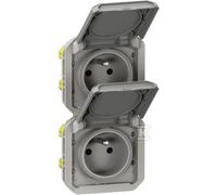 presa di corrente - 2 x 2p+t - verticale - grigio - componibile - legrand plexo 069563l