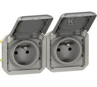 presa di corrente - 2 x 2p+t - orizzontale - grigio - componibile - legrand plexo 069562l