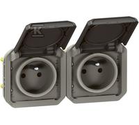 presa di corrente - 2 x 2p+t - orizzontale - antracite - componibile - legrand plexo 069842l
