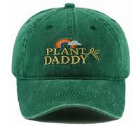 Verde papà Cappello Uomini Donne Ricamato Berretto da Baseball Basso Profilo Festa del papà Snapback Cappello Vintage Regolabile Lavato Unisex, Pianta papà, Taglia Unica