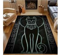 GNALEIEOG Tappeto antiscivolo con motivo a gatto con mitologia egizia, per camera da letto, 160x230 cm