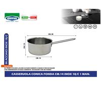 GNALI PENTOLINO 1 MANICO INOX CASSERUOLA ACCIAIO BOLLITORE CM 10 12 14 16