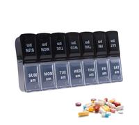 GNALIA 1 Pcs 7 Giorni Pill Box Giornaliero 14 Scomparti Grande Stampa Per Gli Anziani Scatola Della Medicina Pillole Organizzatore