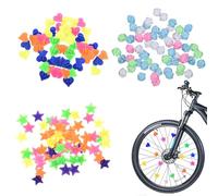 GNALIA 108 Pezzi Raggi Colorati Per Biciclette Per Ragazze E Ragazzi, Accessori Per Biciclette Per Bambini, Raggi A Scatto Per Biciclette Con Stelle Riflettenti, Clip Di Decorazione Per Biciclette