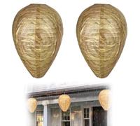 GNALIA 2 Pezzi Anti Vespe, Nido Finto Resistente Alle Intemperie Per Esterni, Trappola Appendibile Per Tetto Giardino, Colore Giallo, Dimensioni 28Cm