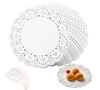 GNALIA Centrino - 150 Pezzi Rotondi In Carta Bianca 14 Cm, Usa E Getta Per Torte, Dessert E Decorazioni Da Tavola