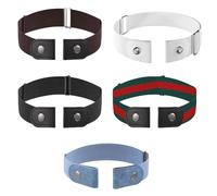 GNALIA Cintura Bambino, 5 Pezzi Cintura Elastica Senza Fibbia Regolabile Per Bambini Ragazzi Ragazze, Nero Bianco Blu Scuro Marrone Rosso Verde, Design Invisibile