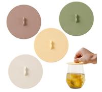 GNALIA Coperchi per bicchieri 4 pezzi in silicone, riutilizzabili anti-polvere 10cm, per tazze e bicchieri in verde, bianco, giallo, marrone