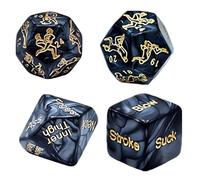 GNALIA Dado Sessuali 4 Pezzi, Cubi Erotici In Nero Con Fantasia Dorata, Dimensione 18-25Mm, Gioco Per Coppie