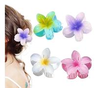 GNALIA Fermaglio Capelli Donna, 4 Pezzi Fermagli Per Capelli A Forma Di Fiore Hawaiani, Forte Tenuta Antiscivolo Per Capelli Spessi, Colori: Viola Bianco, Azzurro, Rosa, Bianco Con Centro Giallo