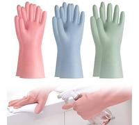 GNALIA Guanti Pulizia Casa Riutilizzabili, Guanti Lavapiatti In Gomma Profumata, Antiscivolo Impermeabile Per Cucina, Lavaggio Stoviglie, Bagno, Lavanderia, 3 Paia M