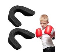 GNALIA Paradenti Sportivi 2 Pezzi Per Bambini 9-15 Anni, Colore Nero, Dimensioni 6X5X1.8 Cm, Per Rugby Boxe E Sport Da Combattimento