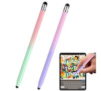 GNALIA Penna Per Tablet 2 In 1, 2 Pezzi, Verde Sfumato Rosa + Viola Sfumato Rosa, Con Gomma, Compatibile Con Dispositivi Touchscreen
