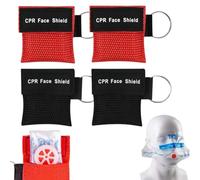 GNALIA Pocket Mask 4 Pezzi Per Primo Soccorso, Mascherina Respirazione Bocca A Bocca, Colore Rosso E Nero, Dimensioni 5X5.5 Cm