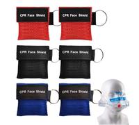 GNALIA Pocket Mask 6 Pezzi Per Primo Soccorso, Mascherina Respirazione Bocca A Bocca, Colore Rosso Blu Nero, Dimensioni 5X5.5 Cm