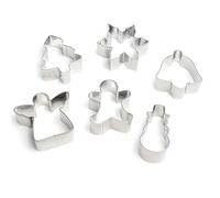 GNALIA Set Di 6 Formine Biscotti Natale, 3D Pressable Formine Per Biscotti, Christmas Cookie Cutter Per Biscotti Natalizie Torta, Acciaio Inox Stampi Biscotti Diy Decorazioni Dolci