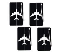 GNALIA Targhette Per Valigie 4 Pezzi In Alluminio Con Anelli Acciaio, Dimensioni 7.5X4.5 Cm, Etichetta Identificazione Per Bagaglio Aereo Valigie Zaino Nero