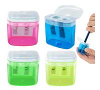 GNALIA Temperamatite Con Serbatoio 4 Pezzi Rosso Giallo Blu Verde Doppi Fori 4Cm X 3.5Cm X 2Cm Bambini Scuola Uffici