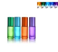 GNAUMORE Roll On Oli Essenziali, Boccette Vetro 4 Pcs 5 Ml Con Roll On, Arancione, Azzurro, Viola, Verde