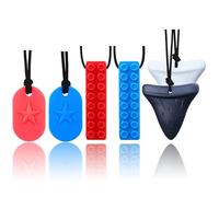 GNAWRISHING Collane da masticare per bambini sensoriali, 6 pezzi, giocattoli masticabili sensoriali per autismo, ragazze e ragazzi, ADHD, bambini e adulti (blu, rosso, nero, bianco)