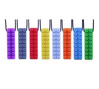 GNAWRISHING Collane da masticare per bambini sensoriali, 8 pezzi, a forma di mattone, giocattoli masticabili sensoriali per autismo, ragazze e ragazzi, ADHD, bambini e adulti
