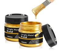 Gnaxyzthor 2 Pezzi Colore Acrilico Oro,Vernice Oro Tempera,Acrilico da 100 ml,Utilizzabile per Design Artistico e Artigianato e Include Materiali Artigianali in Tela, Legno, Argilla, Tessuto e Vetro