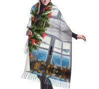 Gnbmvcc Albero di Natale 1 Sciarpa calda da donna alla moda in autunno e inverno, scialli extra large per molte occasioni.
