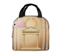 Gnbmvcc Antico edificio con ramo di ulivo romano e foglio di alluminio greco isolato borsa per il pranzo per uomini e donne, borsa per adulti contenitore