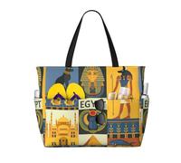 Gnbmvcc Antico Egitto Tribe Series Borsa da spiaggia oversize da donna, borsa da spiaggia con cerniera, borsa da viaggio, shopping, viaggio, piscina