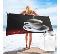 Gnbmvcc Asciugamano da spiaggia in microfibra con chicco di caffè, per adulti, uomini e donne, 140 x 70 cm, per viaggi, nuoto, vacanze, campeggio, fitness.