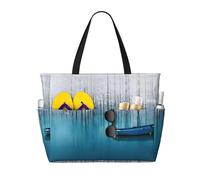 Gnbmvcc Barca nel paesaggio del lago Borsa da spiaggia oversize da donna, borsa da donna con cerniera. Viaggio, Shopping. Viaggio. Piscina