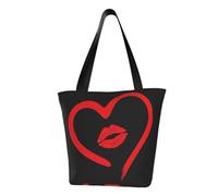 Gnbmvcc Borsa a tracolla da donna a forma di cuore disegnato nel rossetto, borsa per la spesa, lavoro quotidiano, borsa per la spesa da viaggio personalizzata.