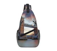 Gnbmvcc Borsa a tracolla da uomo con motivo storico Tower Bridge Londra, resistente all'acqua, per corridori, escursionismo, ciclismo, viaggi