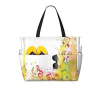 Gnbmvcc Borsa da spiaggia oversize delle donne di tema di musica astratta, borsa delle donne della chiusura lampo. Viaggio, Shopping. Viaggio. Piscina