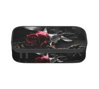 Gnbmvcc Borsa multifunzione per cancelleria, motivo: rose nere gotiche, può contenere articoli di cancelleria, cosmetici, articoli per ufficio.