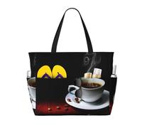 Gnbmvcc Caffè caldo con borsa da spiaggia oversize da donna con chicco di caffè, borsa da donna con cerniera. Viaggio, Shopping. Viaggio. Piscina