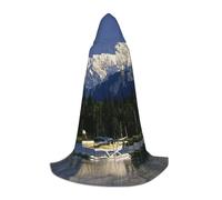 Gnbmvcc Costume da strega con cappuccio per Halloween, motivo: aereo sul lago, per adulti e bambini, per feste in maschera, Halloween, feste in famiglia