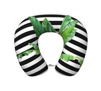 Gnbmvcc Cuscino da viaggio in memory foam con foglia di palma verde, cuscino essenziale per il volo dell'auto e l'ufficio, per un riposo a lungo raggio