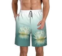 Gnbmvcc Dragonfly with Water Lily - Costume da bagno da uomo, pantaloncini da skateboard, ad asciugatura rapida, per surf, spiaggia, con tasche, bianco, XL