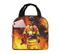 Gnbmvcc Firefighter Fireman Flame Hand Held Ispessito Isolamento Bento BagInsulated Lunch Bag per il Lavoro Adulto Cool Tote Box